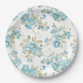 Assiettes En Carton Joli vert olive aqua turquoise floral aquarelle (Devant)