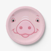 Assiettes En Carton Joli visage de cochon rose (Devant)