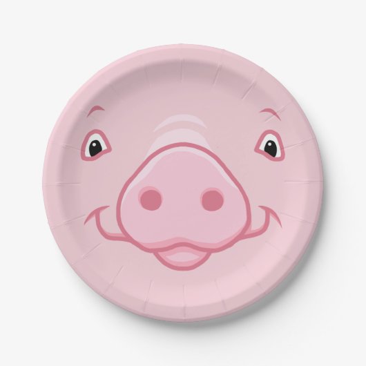 Assiettes En Carton Joli visage de cochon rose (Devant)