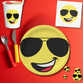 Assiettes En Carton Joli Visage et lunettes d'aviateur, Amusant