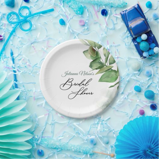 Assiettes En Carton Jolie aquarelle de plaques de papier vert (Fête)