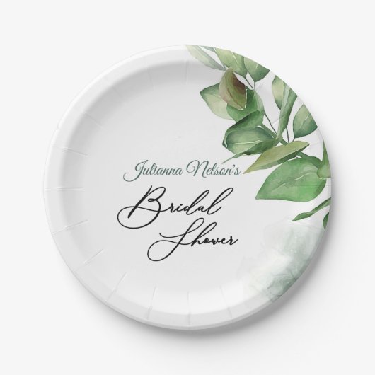 Assiettes En Carton Jolie aquarelle de plaques de papier vert (Devant)