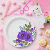 Assiettes En Carton Jolie Aquarelle violette Fleurs (Fête)