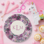 Assiettes En Carton Jolie aquarelle violette Monogramme floral (Fête)