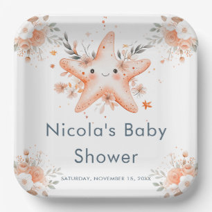 Assiettes En Carton Jolie Baby Shower Étoile de Mer Florale