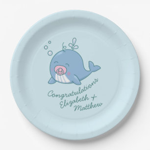 Assiettes En Carton Jolie baleine Baby shower Kawaii fille rose