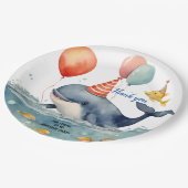 Assiettes En Carton Jolie baleine Boys Merci d'anniversaire (Angle)