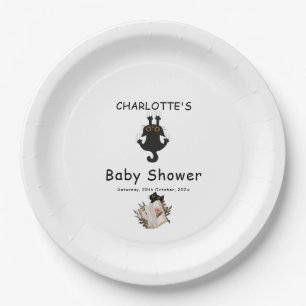 Assiettes En Carton Jolie chatte noire et bébé livre Shower