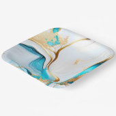 Assiettes En Carton Jolie conception de Marbre blanc d'or bleu (Angulaire)