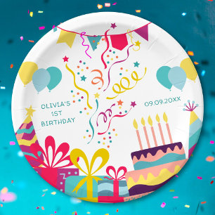 Assiettes En Carton Jolie couleur Anniversaire fête Texte personnalisé
