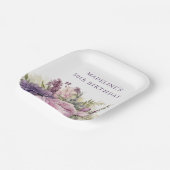 Assiettes En Carton Jolie couleur rose violet Aquarelle florale 50e an (Angulaire)