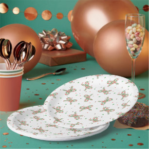 Assiettes En Carton Jolie Couronne de Bonbons Rouge et Vert Vacances