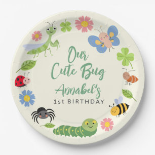 Assiettes En Carton Jolie dame punaise papillon enfants 1er anniversai