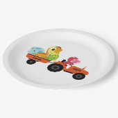 Assiettes En Carton Jolie dinosaure tracteur garçon Retour à l'école A (Angle)