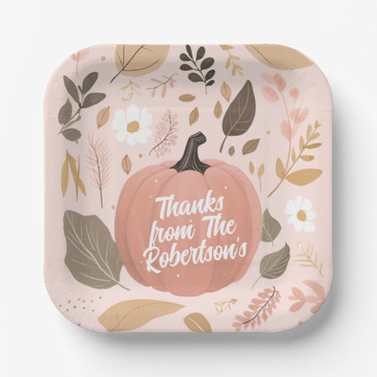 Assiettes En Carton Jolie Earty Citrouille Foliage Thanksgiving Party (Recto)