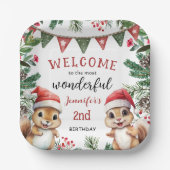 Assiettes En Carton Jolie écureuil d'hiver Noël 2e anniversaire (Recto)