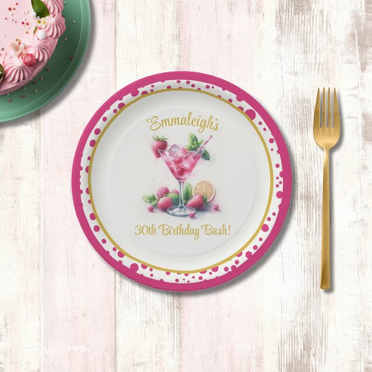 Assiettes En Carton Jolie en rose 30e anniversaire fête