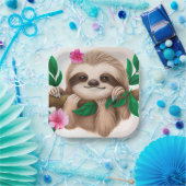 Assiettes En Carton Jolie fentes bébé accroché dans un arbre (Fête)