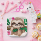 Assiettes En Carton Jolie fentes bébé accroché dans un arbre (Fête)