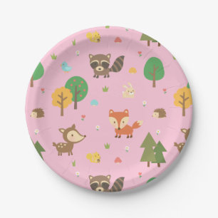 Assiettes En Carton Jolie fête de baby shower avec motif d'animaux de 