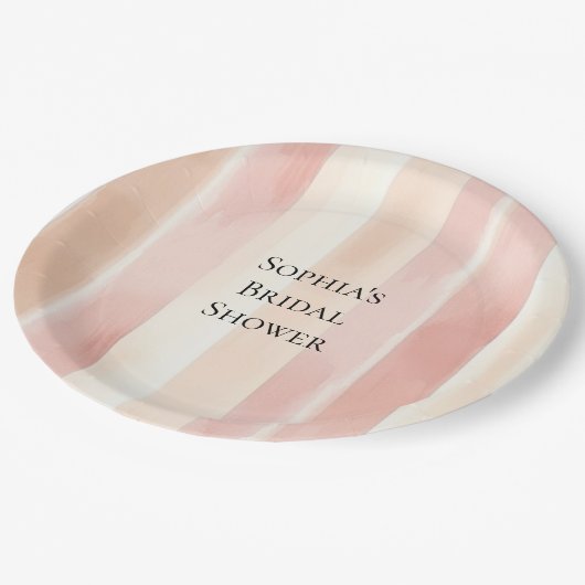 Assiettes En Carton Jolie Fête des mariées Peach Peach Pink Crème (Angle)