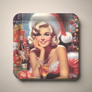 Assiettes En Carton Jolie Fille de Noël 