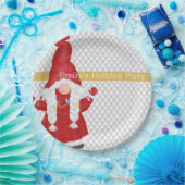 Assiettes En Carton Jolie fille de Noël Gnome Personnalisé (Fête)