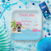 Assiettes En Carton Jolie fille pirate afro-américaine en rose anniver (Fête)