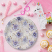 Assiettes En Carton Jolie Fleurs Blanches Violettes (Fête)