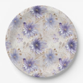 Assiettes En Carton Jolie Fleurs Blanches Violettes (Devant)