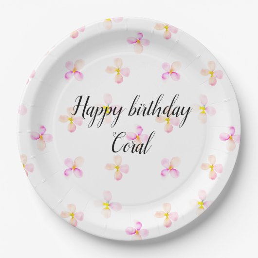 Assiettes En Carton Jolie Fleurs De Pêche Rose (Devant)