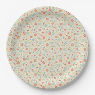 Assiettes En Carton Jolie florale beige de printemps
