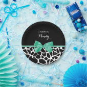 Assiettes En Carton Jolie Giraffe Imprimé Monnaie Vert Bow avec nom (Fête)