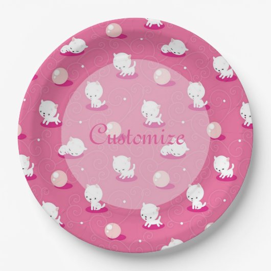 Assiettes En Carton Jolie Kitty Rose Kittens Plaques de papier Motif (Devant)