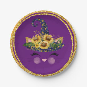 Assiettes En Carton Jolie Kitty sorcière Halloween