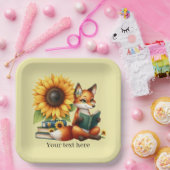 Assiettes En Carton Jolie lecture fox livre ou club party (Fête)