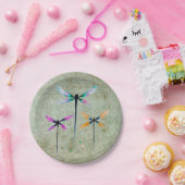 Assiettes En Carton Jolie libellule aquarelle rustique (Fête)