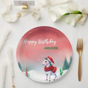Assiettes En Carton Jolie licorne Père Noël fête de Noël