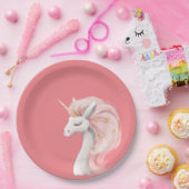 Assiettes En Carton Jolie licorne rose (Fête)