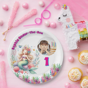 Assiettes En Carton Jolie Mermaid Florale Magique Photo 1er Anniversai