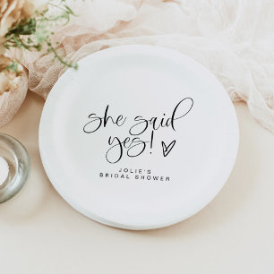 Assiettes En Carton JOLIE Minimaliste Elle a dit oui Cœur Enterrement 