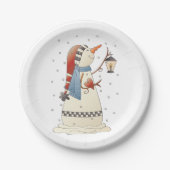 Assiettes En Carton Jolie neigeuse d'hiver avec lanterne (Devant)