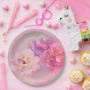 Assiettes En Carton Jolie oeillette rose Stylo Photographie