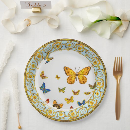 Assiettes En Carton Jolie papillons style baroque Chine (Mariage)