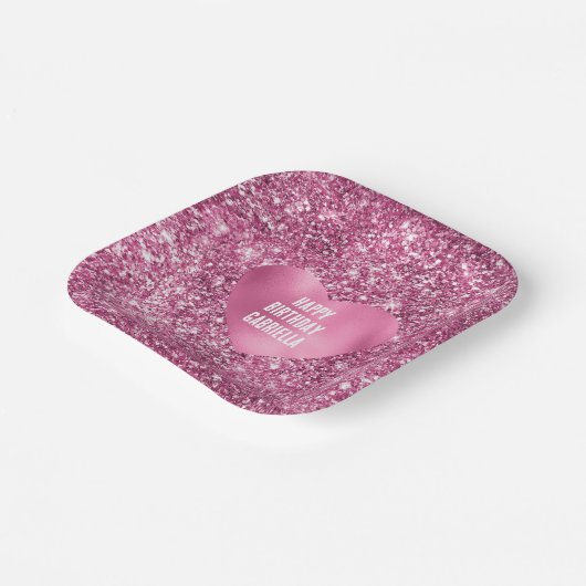 Assiettes En Carton Jolie Parties scintillant rose Glam Coeur Annivers (Angulaire)