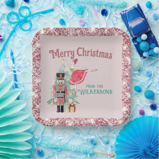 Assiettes En Carton Jolie Parties scintillant rose & Nutcracker Turquo (Fête)