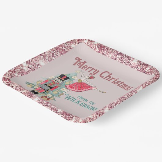 Assiettes En Carton Jolie Parties scintillant rose & Nutcracker Turquo (Angulaire)