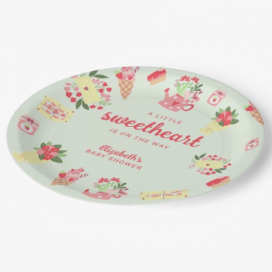 Assiettes En Carton Jolie petite amoureuse sur le chemin Baby shower (Angle)