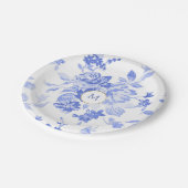 Assiettes En Carton jolie plaque personnalisable initiale bleu blanc d (Angle)