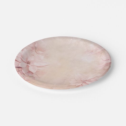 Assiettes En Carton Jolie Poinsettia rose (Angle)